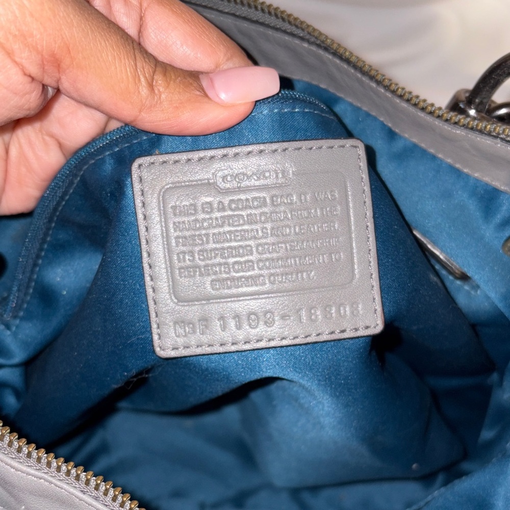 Coach Two-Tone Gray and Olive Shoulder Bag Kristen elevated shoulder - Picture 7 of 8